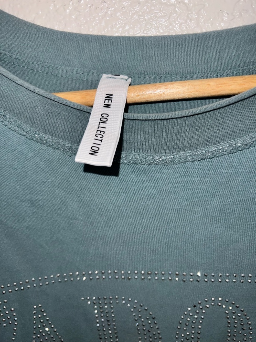 J'Adore Rhinestone Detail Oversized Tee - Dusty Teal - Picture 2 of 3